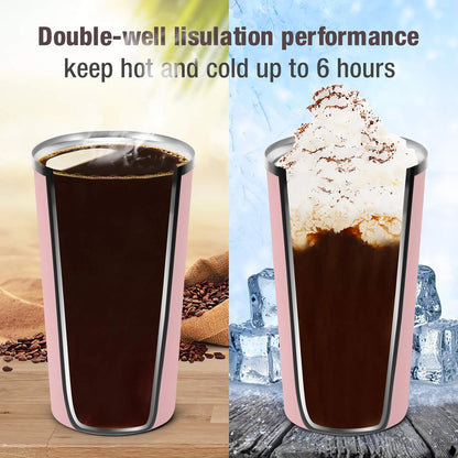 17oz (510ml) Vacuum Insulated Coffee Travel Mug, Leak proof Double Wall Stainless Steel Reusable Cup with Lid, Thermal Tumbler for Hot and Cold Drinks, Matte Texture White