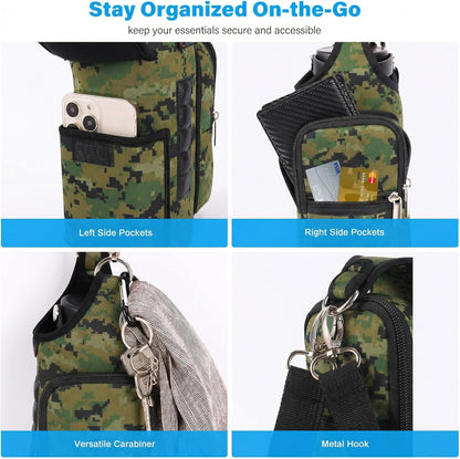 icolor Magnetic Gym Bag Water Bottle Carrier Holder with Phone Pockets & Shoulder Strap,Gym Magnetic Bag 5 Built-in Magnets Gym Accessories Organizer Sling Bottle Bag Pouch Sleeve