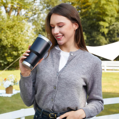 MEWAY 30oz Tumbler Double Wall Vacuum Insulated Travel Mug, Stainless Steel Tumbler with Lid, Durable Powder Coated Insulated Coffee Cup for Cold & Hot Drinks (Silver,1 PACK)