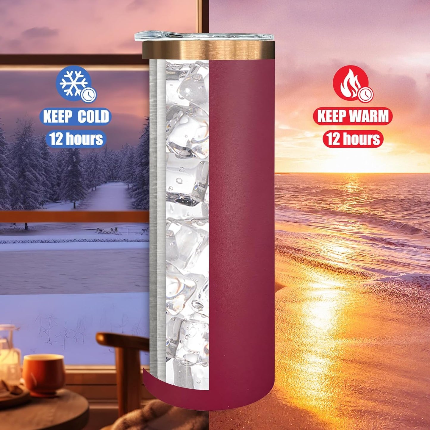 20 oz Skinny Tumblers Bulk, Stainless Steel Insulated Tumbler with Lids and Straws, Slim Double Wall Powder Coated Travel Coffee Mugs Reusable Cup for Hot Cold Drinks (Black,1 pack)