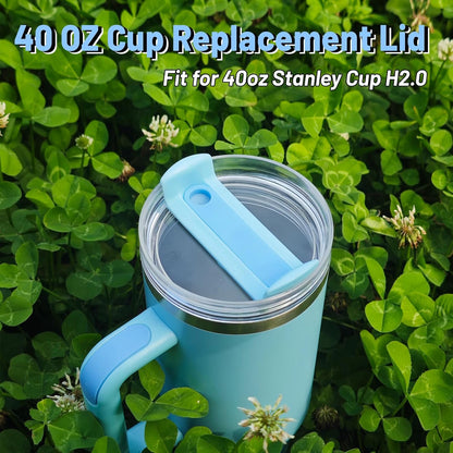 40 OZ Tumbler Lid Replacement Compatible for Stanley Quencher H2.0, 1 Pack BPA Free Clear Lid Replacement for Stanley Cup Accessories(Clear-White)