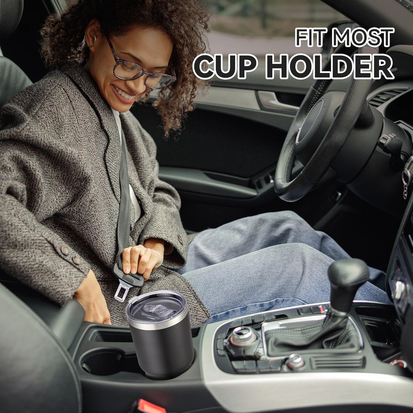 30 oz Tumbler with Lid Stainless Steel Tumblers Vacuum Insulated Cup Reusable Powder Coated Travel Mug Double Wall Leak Proof Portable Cups Keep Cold Drinks for 12 Hours, Stainless, 1 Pack