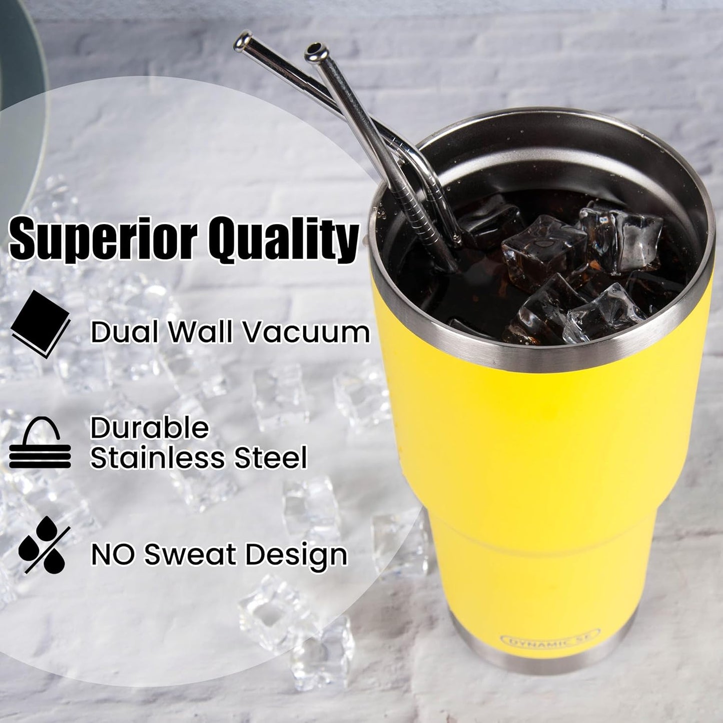 D·S 30oz Blue Tumbler Stainless Steel Double Wall Vacuum Insulated Mug with Straw and Lid, Cleaning Brush for Cold and Hot Beverages