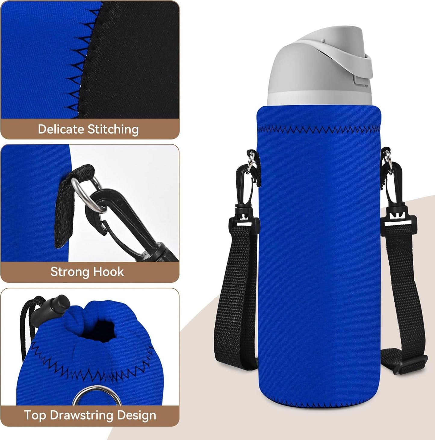 AUPET Water Bottle Sling Bag Carrier Crossbody Sleeve,Insulated Neoprene Bottle Case Holder Pouch Cover 500ML/17oz with Shoulder Strap for Walking Women Men