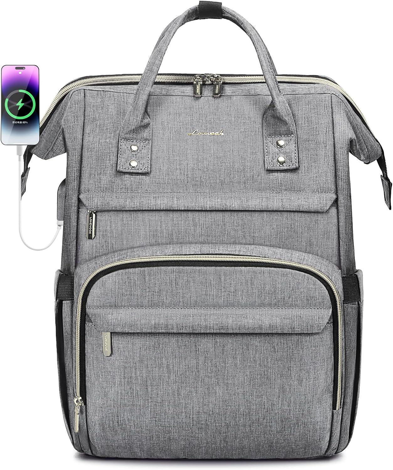 LOVEVOOK Laptop Backpack for Women with Giant Tumbler Holder Pocket,15.6 inch Waterproof Travel Backpack Purse Computer Laptop Bag,Professional Work College Nurse Teacher Backpack Casual Daypack,Black