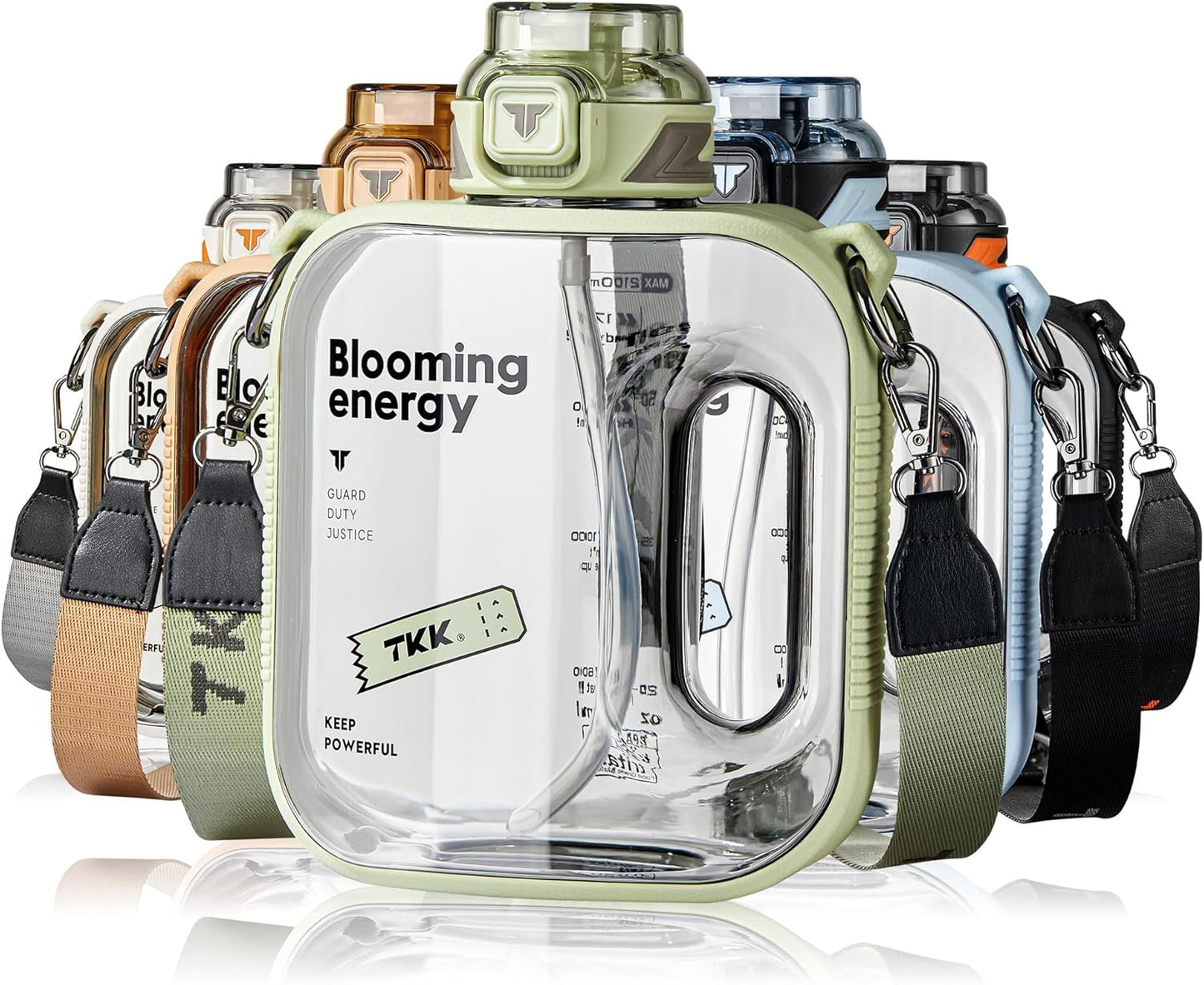 TKK Half Gallon Water Bottle Jug with Straw Large Capacity Plastic Water Bottle Dishwasher Safe 1/2 Gallon 50 Oz Water Bottle Jug BPA Free Tritan for Gym Yoga Travel Camping Outdoor
