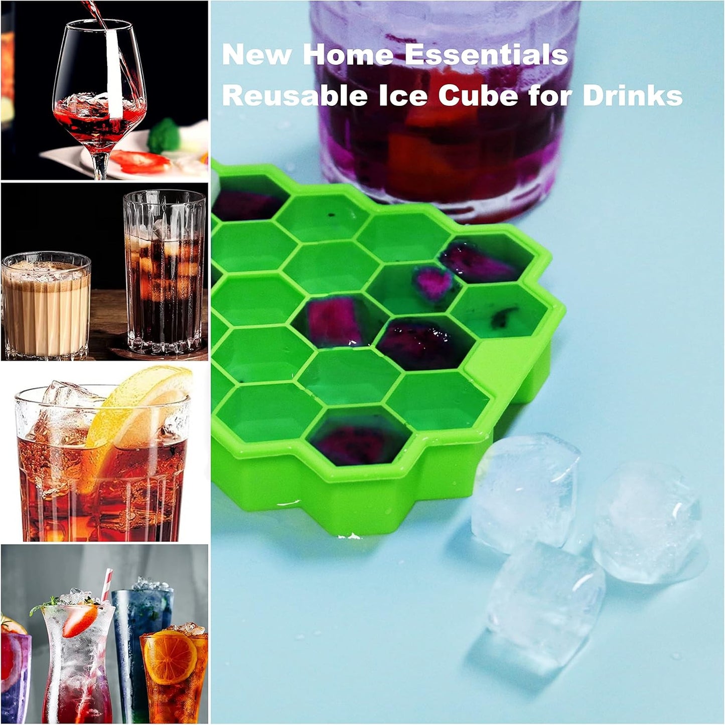 Ice Cube Trays for Freezer with Lid-37 Grid Silicone for Small Ice Cube Molds,Easy-Release Reusable in Organizer Bins or Ice Bucket for Cocktail bar or Iced Coffee Cup