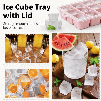 Silicone Ice Cube Tray 3 Pack, HANCELANT Ice Cube Mold, Ice Trays for Freezer with Lid for Whiskey, Baby Food, BPA Free, Easy Release