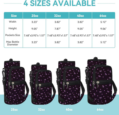 icolor Water Bottle Carrier Bag with Strap 25/32/40 oz Crossbody Bottle Holder with Phone Pocket Sling Sleeve Insulated Neoprene Water Bottle Pouch for Walking Travelling
