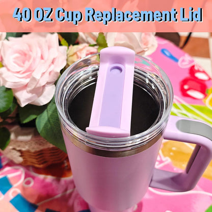 40 OZ Tumbler Lid Replacement Compatible for Stanley Quencher H2.0, 1 Pack BPA Free Clear Lid Replacement for Stanley Cup Accessories(Clear-White)