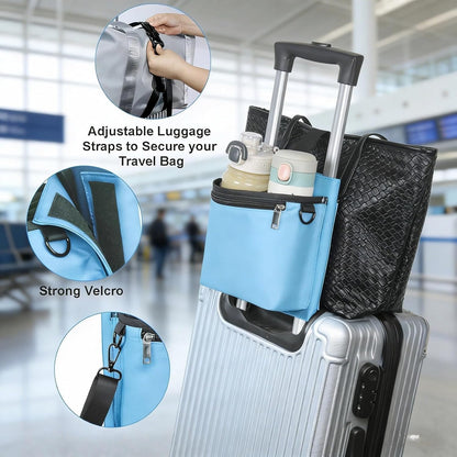 Luggage Travel Cup Holder with Luggage Straps Free Hand Drink Caddy Beverage Holder Travel Accessories Gift for Flight Attendants Businessmen Travelers Fits Roll on Suitcase Handles Black