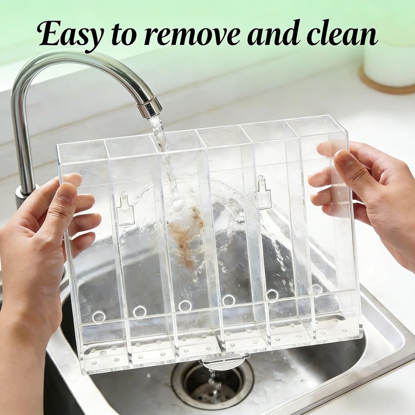 10''Acrylic Straw Holder for Cabinet Door with Tumbler Straw Organizer,Large Straw Storage with Washable Sticky Reusable Cup Lid Holder,Water Bottle Accessories Organizer for Kitchen(Clear)