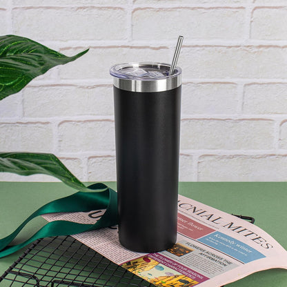 20 oz Skinny Tumblers with Lid and Straw,Stainless Steel Vacuum Insulated Tumbler Cup Double Wall Travel Coffee Mug, Thermal Water Tumbler for Hot and Cold Drinks(Rose Gold,1)