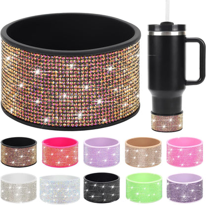Rhinestone Silicone Boot for 40oz 30oz Stanley Quencher, Anti-Slip Silicone Protector for Qunercher Pro Tour Flip 40oz 30oz, Cup Accessories for 2.75-2.95 inch Trapezoidal Cylinder Base