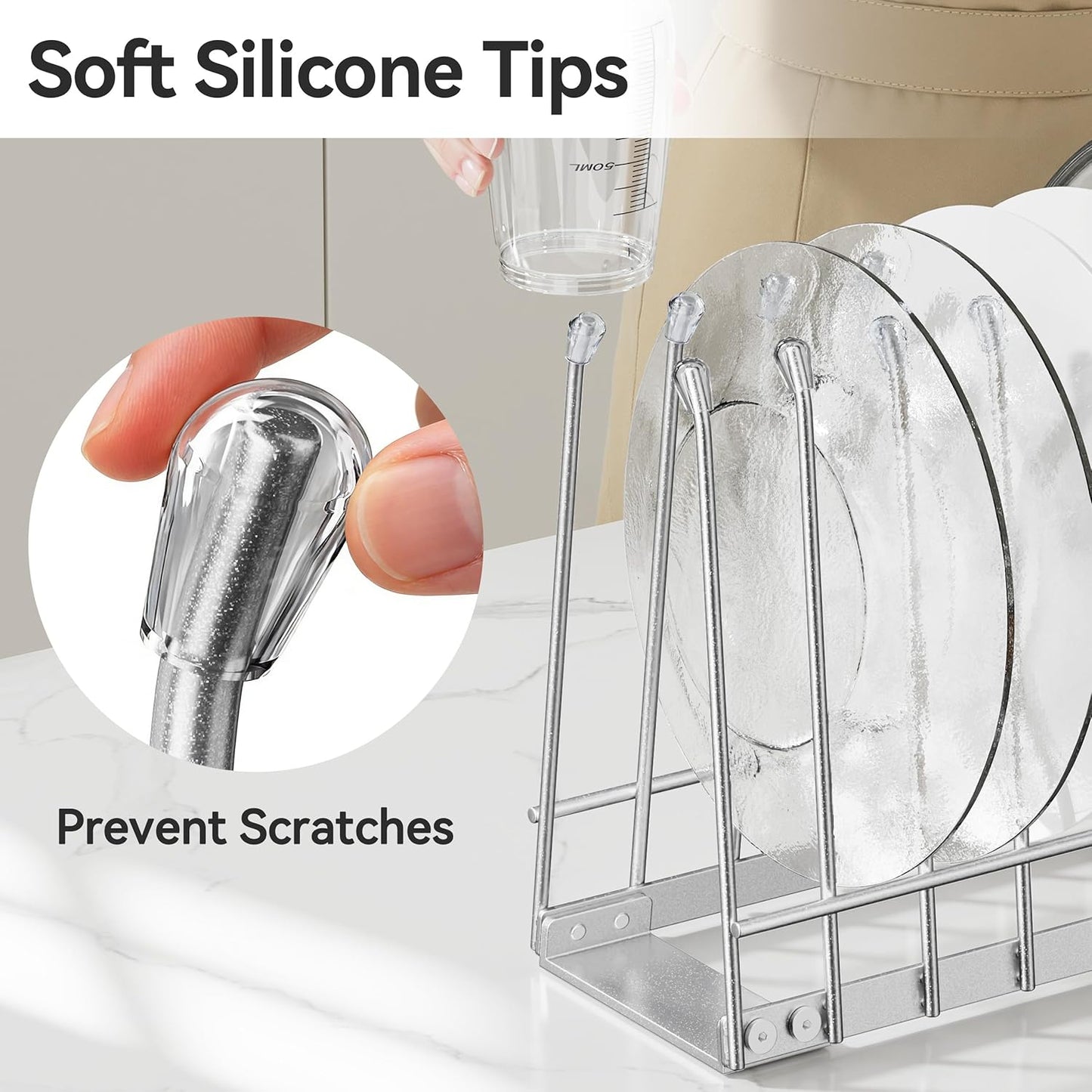 Plastic Bag Drying Rack, Metal Reusable Silicone Ziplock Bag & Bottle Drying Stand, Lerine Drying Rack Kitchen Organizer, Silver