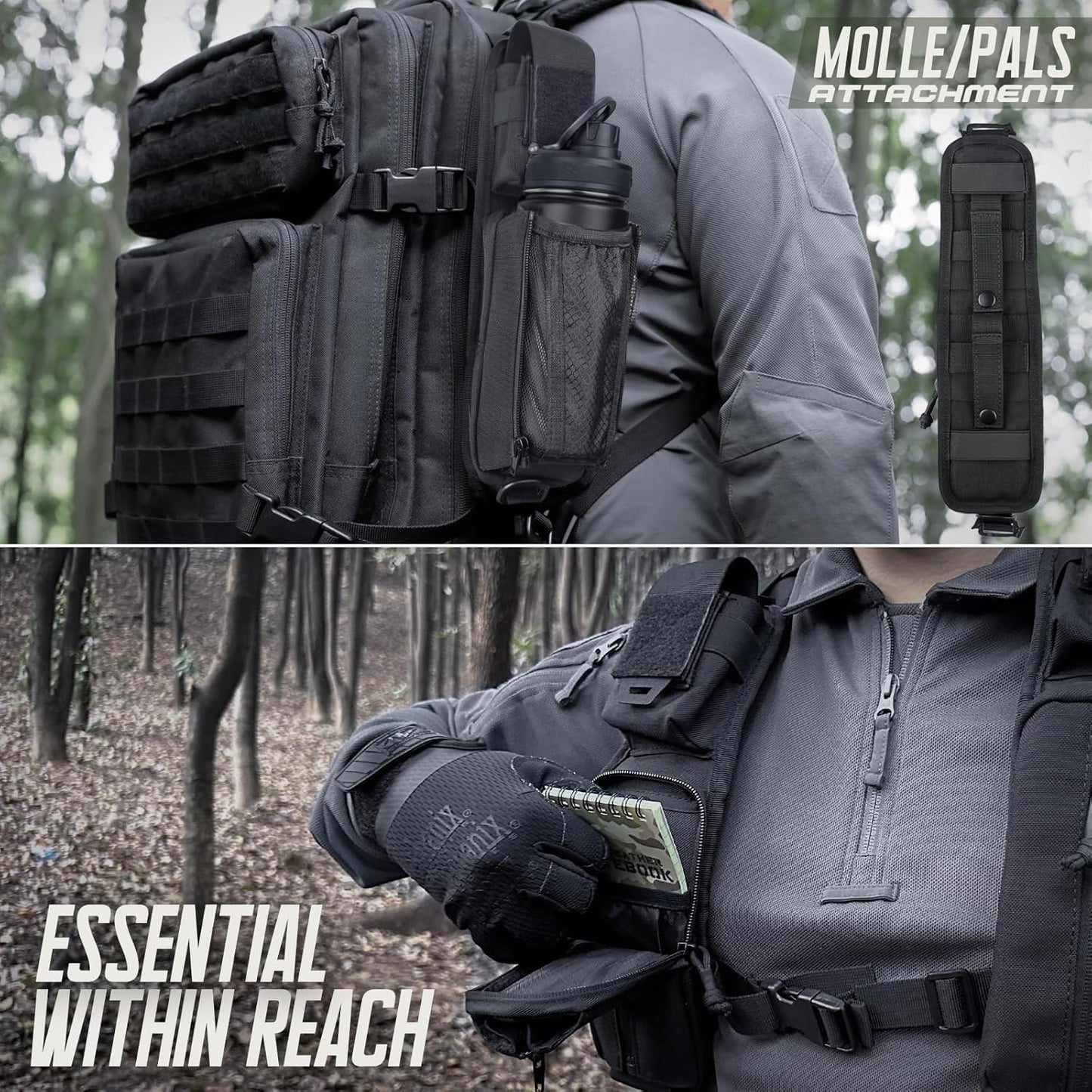 WYNEX Molle Tactical Pouches of Water Bottle Pouch Version, Tactical Accessories Backpack Strap Pouch Water Bottle Carrier Holder Molle Accessories for Backpacks
