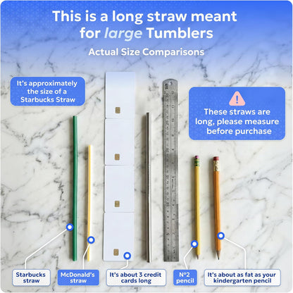Made in USA Bywater Stainless Steel 10.5 Inch Straw Set of 2 Food Grade Premium Straws. Fits Stanley, Yeti Straw Lid, Owala and Many Others With Standard Straws. DOES NOT FIT FLIP STYLE LIDS