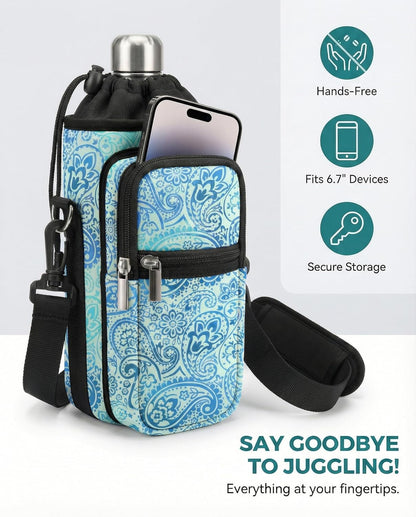 AUPET Water Bottle Sling Bag Sleeve Holder Carrier 25/32/40/64 oz,Insulated Crossbody Water Bottle Case Cover with Strap and Pockets for Men/Women Walking Hiking