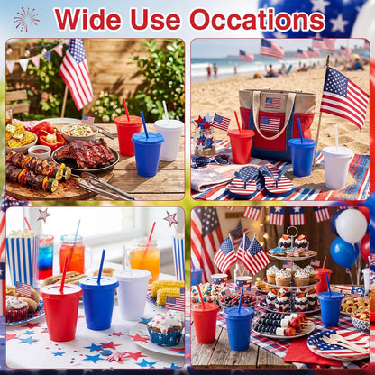 Sieral 30 Pack Cups with Lids and Straws Kids Tumbler with Straw Reusable Water Bottle Iced Coffee Travel Mug Adults Plastic Cups for Parties 16 oz (Candy Colors)