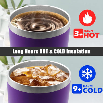 20 oz Tumbler Coffee Travel Tumblers Bulk with Lid Stainless Steel Double Wall Vacuum Insulated Mug Powder Coated Cups fit Car Cupholder for Hot and Cold - Stainless Steel, 4Pack