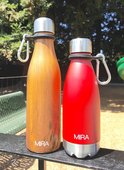 MIRA Durable Silicone Carrier with Carabiner Clip | Fits Any 12oz, 17oz and 25oz Cola Shaped Water Bottles for Outdoor Activities or Daily Use