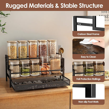 Water Bottle Organizer for Full Stanley 40 oz Tumbler with Handle, 2 Tier Tumbler Organizer for 8 Cups, Kitchen Pantry Organizers and Storage for Owala Stanley Cup Accessories, Brown