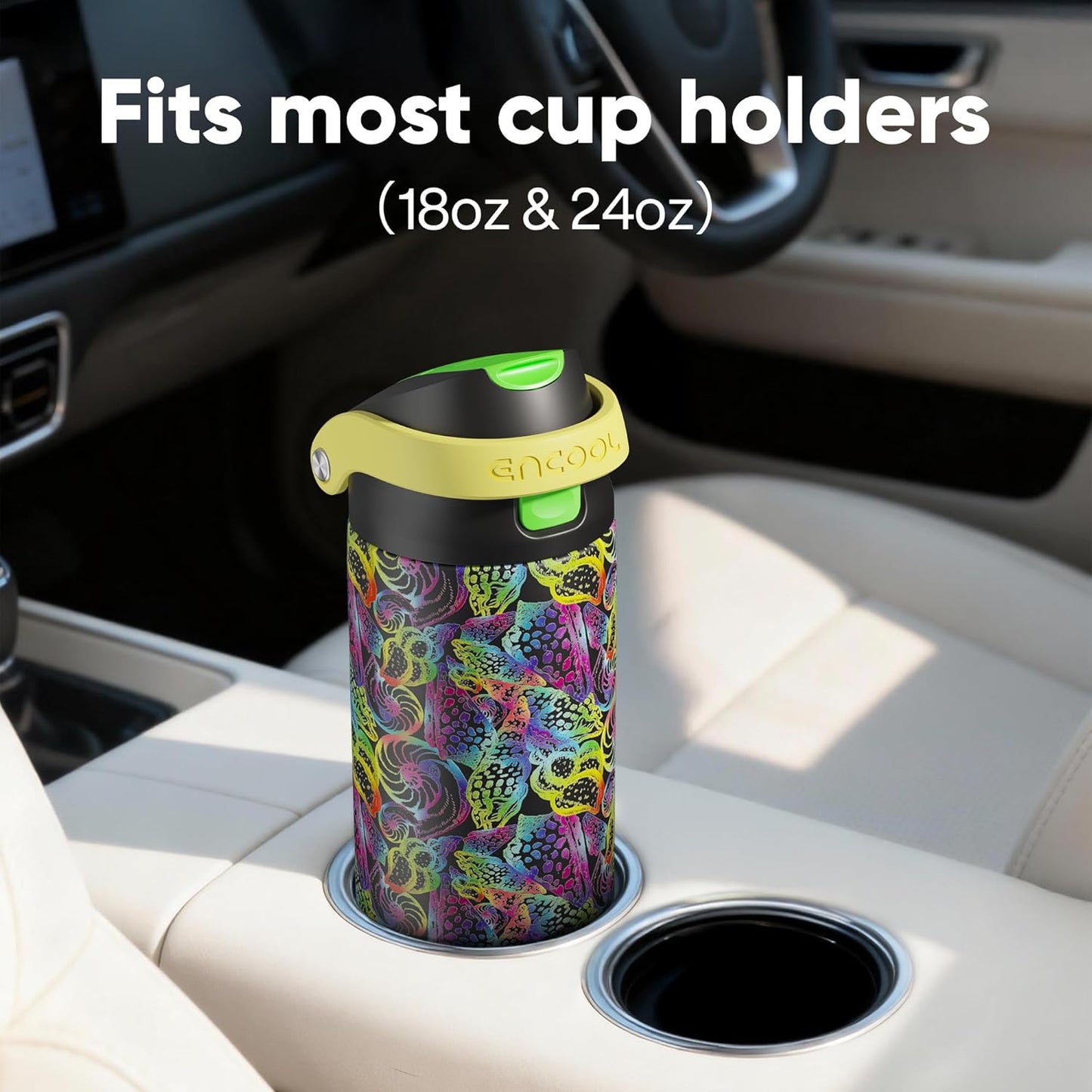 ENCOOL Leakproof Insulated Water Bottle with Straw Dual-Sip Water Bottle Bag-Safe Design for Work, Commute & Gym – Keeps Drinks Cold All Day, 24 oz, Lemonade Pink - Colors A