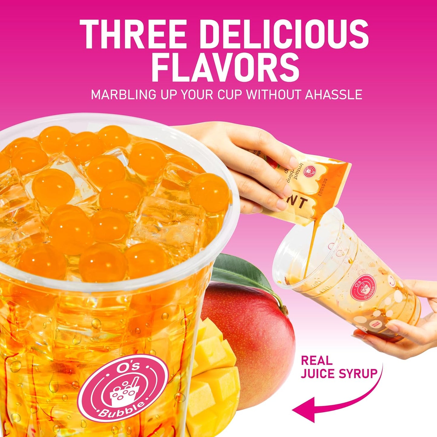 O's Bubble Boba Tea Kit - Bubble Tea Kit - All in One Boba Kit - Boba Kit for Kids - 6 Servings Includes Cups, Straws, Stirrer (Party Kit Variety Pack Upgrade) (Mixed Fruit)