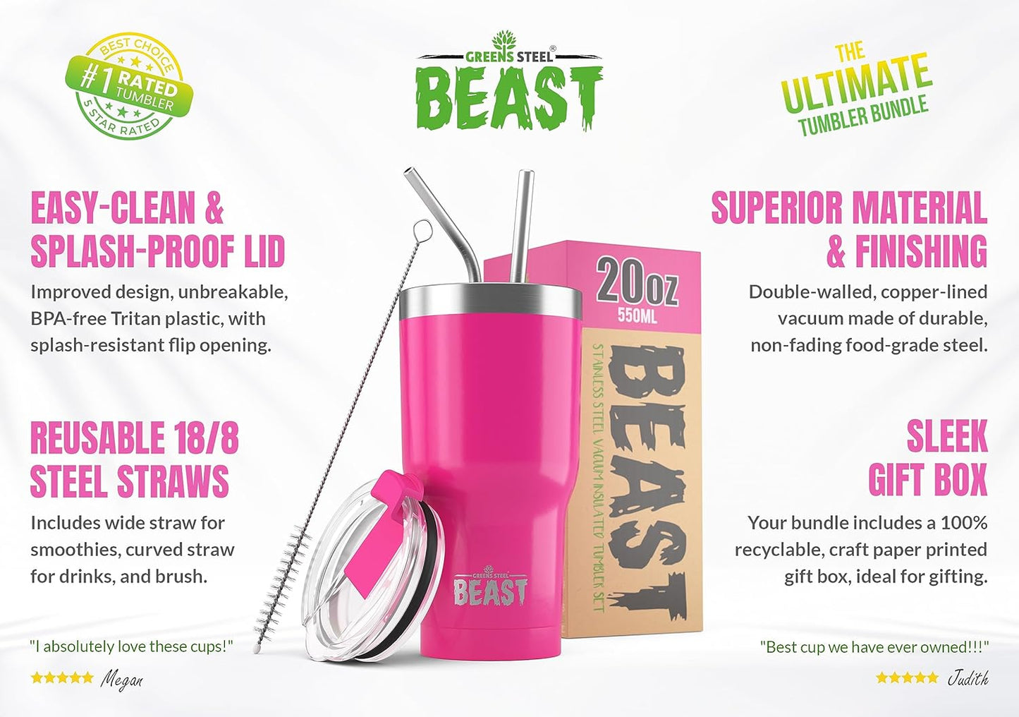 Beast 10 oz Tumbler Stainless Steel Vacuum Insulated Coffee Ice Cup Double Wall Travel Flask (Arctic White)