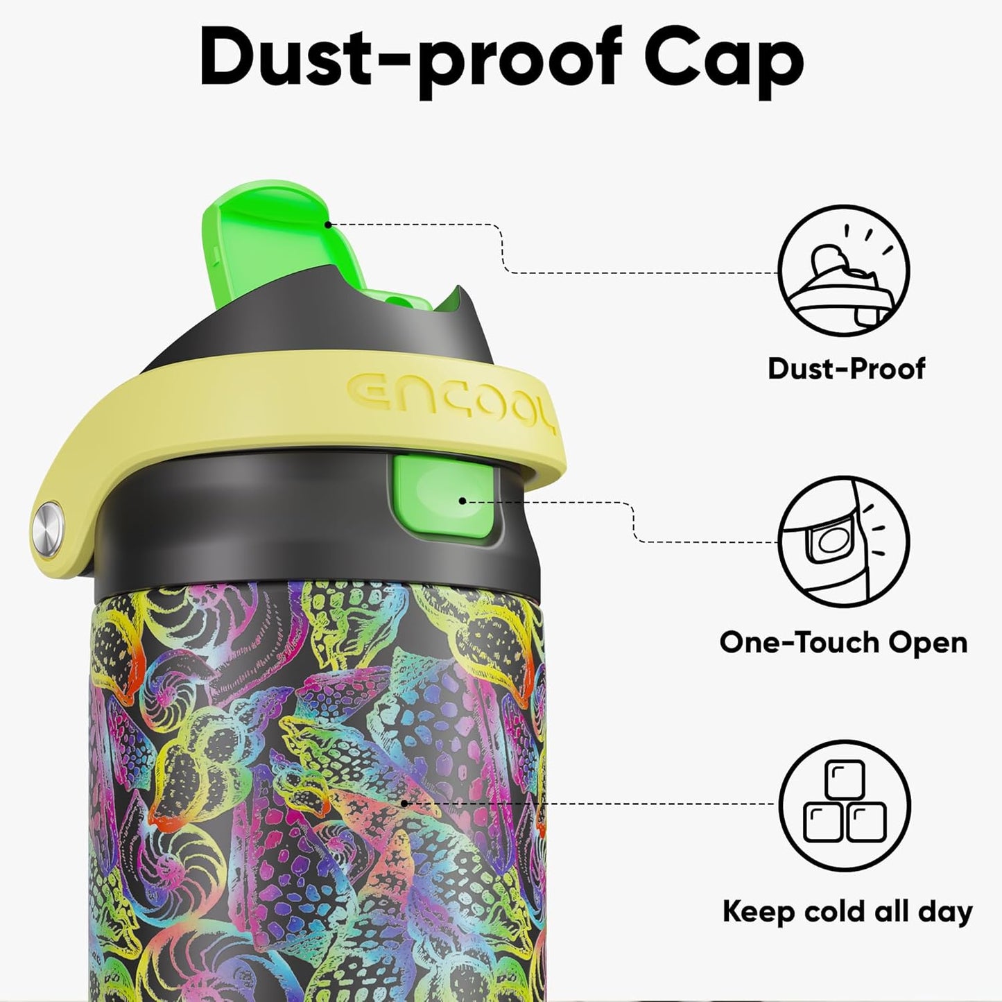ENCOOL Leakproof Insulated Water Bottle with Straw Dual-Sip Water Bottle Bag-Safe Design for Work, Commute & Gym – Keeps Drinks Cold All Day, 24 oz, Lemonade Pink - Colors A