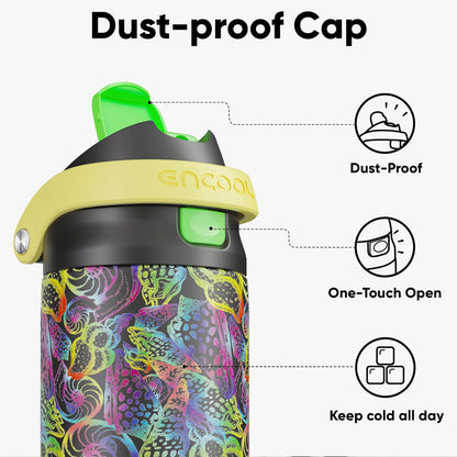 ENCOOL Leakproof Insulated Water Bottle with Straw Dual-Sip Water Bottle Bag-Safe Design for Work, Commute & Gym – Keeps Drinks Cold All Day, 24 oz, Lemonade Pink - Colors A