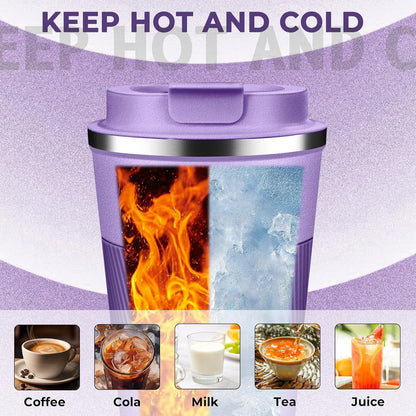 Insulated Coffee Tumbler 12 oz, Stainless Steel Coffee Mug with Lids, Travel Coffee Mug Leak Proof, Double Wall Vacuum Insulated Reusable Coffee Cup, Keep Drinks Hot and Cold (Sky Blue, 12 Ounces)