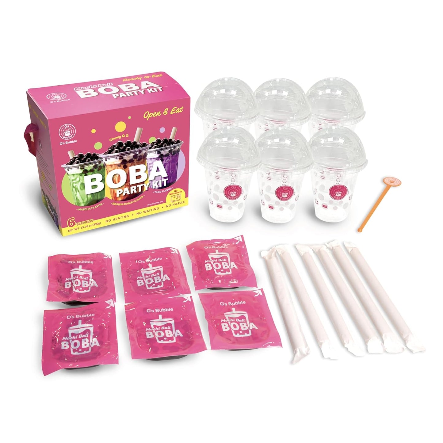 O's Bubble Boba Tea Kit - Bubble Tea Kit - All in One Boba Kit - Boba Kit for Kids - 6 Servings Includes Cups, Straws, Stirrer (Party Kit Variety Pack Upgrade) (Mixed Fruit)