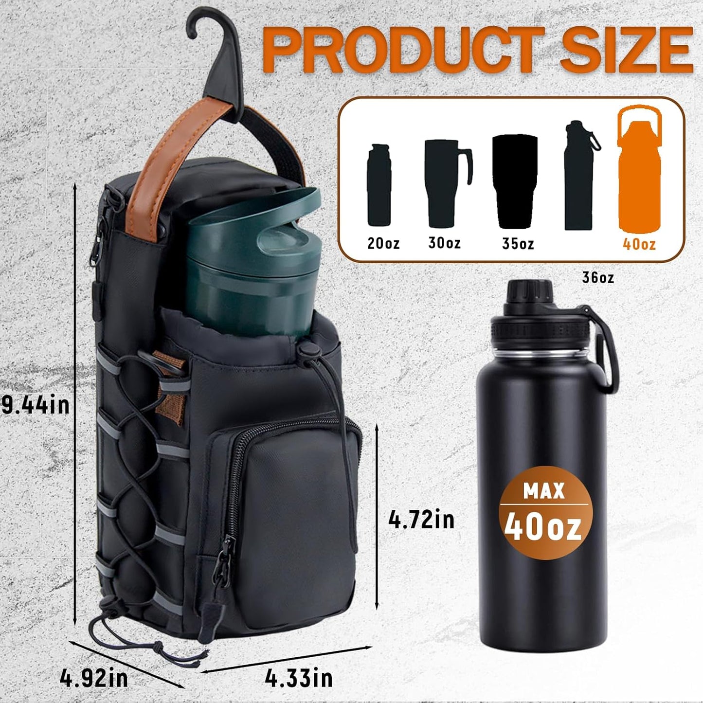 Magnetic Gym Bag for Men and Women, Water Bottle Holder, Gym Pouch with Shoulder Strap for Travel, Sports, Work, Fitness (Strap)