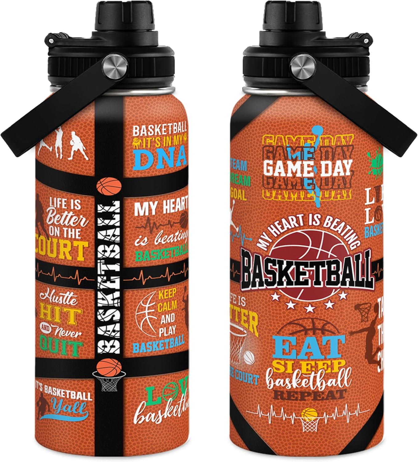 SANDJEST Gym Insulated Engraved Stainless Steel Water Bottle 32oz, Vacuum Chug Lid Travel Tumbler For Men Friends Dad Gymer Trainer, Gym Mode on, Birthday Christmas Father's Day