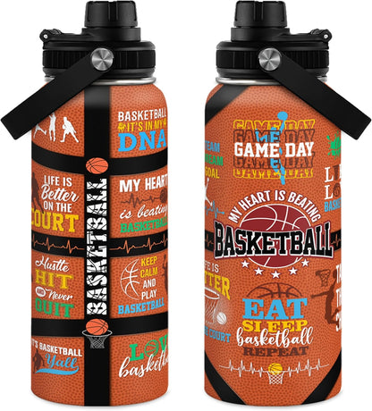 SANDJEST Gym Insulated Engraved Stainless Steel Water Bottle 32oz, Vacuum Chug Lid Travel Tumbler For Men Friends Dad Gymer Trainer, Gym Mode on, Birthday Christmas Father's Day