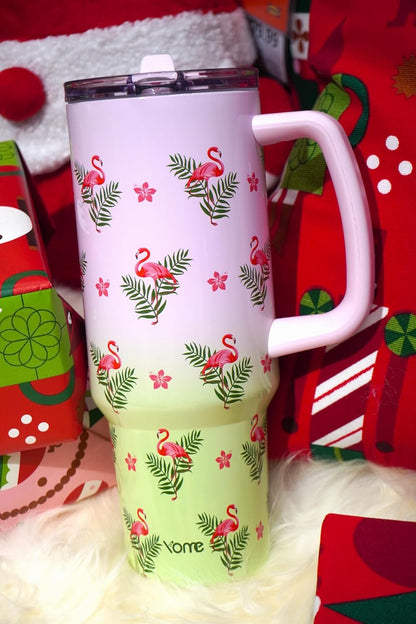 YOME 40oz Nurse Tumbler with Handle and Flip Straw | Stainless Steel Insulated Water Bottle | Keeps Drinks Cold | Dishwasher Safe | Cupholder Friendly | Gift Gym Travel Yoga