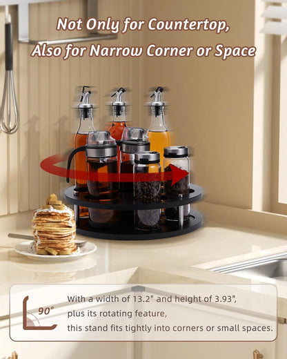 Rotating Wood Tumbler Organizer, 30 oz 40 oz Spinning Turnable Tumblers Holder, 360° Rotatable 7 Large Cups Bottle Tumbler Storage Display Stand, Rotate Syrup Organizer for Cabinet Countertop