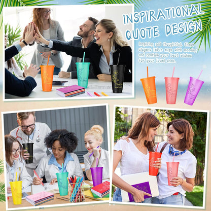 Feifeiya 72 Pcs/ 24 Set Bible Verse Gifts Bulk 24 oz Father's Day Christian Plastic Tumbler with Lids and Straws Inspirational Prayer Notepads Religious Pen Church Cups Gift for Christian Party Favors