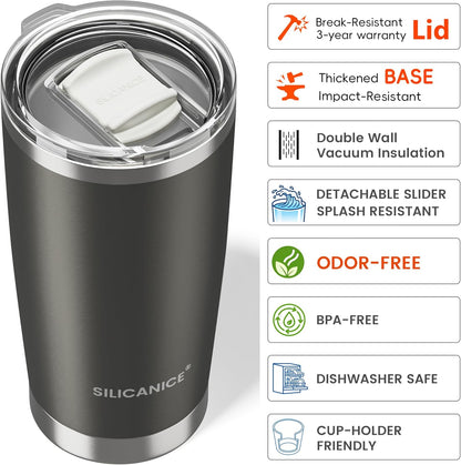 20oz Hygienic Insulated Tumbler — 100% Leakproof Lid with Removable Spout & Straw, Reinforced Vacuum-Protection Base, Cup Holder Friendly, for Iced Coffee, Smoothie/Water on the Go - Pink Sand