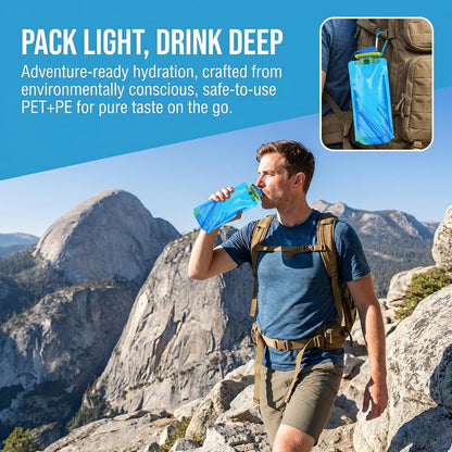 Collapsible Water Bottles for Travel – 24oz Foldable Water Bottle with Leakproof Lid, Portable Reusable BPA-Free Water Bottle for Hiking,Sports,Camping,Biking