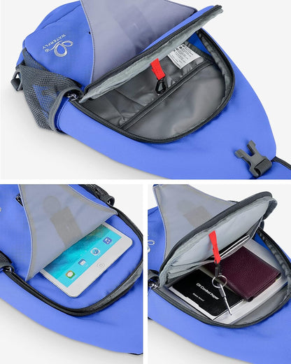 WATERFLY Crossbody Sling Backpack Sling Bag Travel Hiking Chest Bag Daypack (Black)