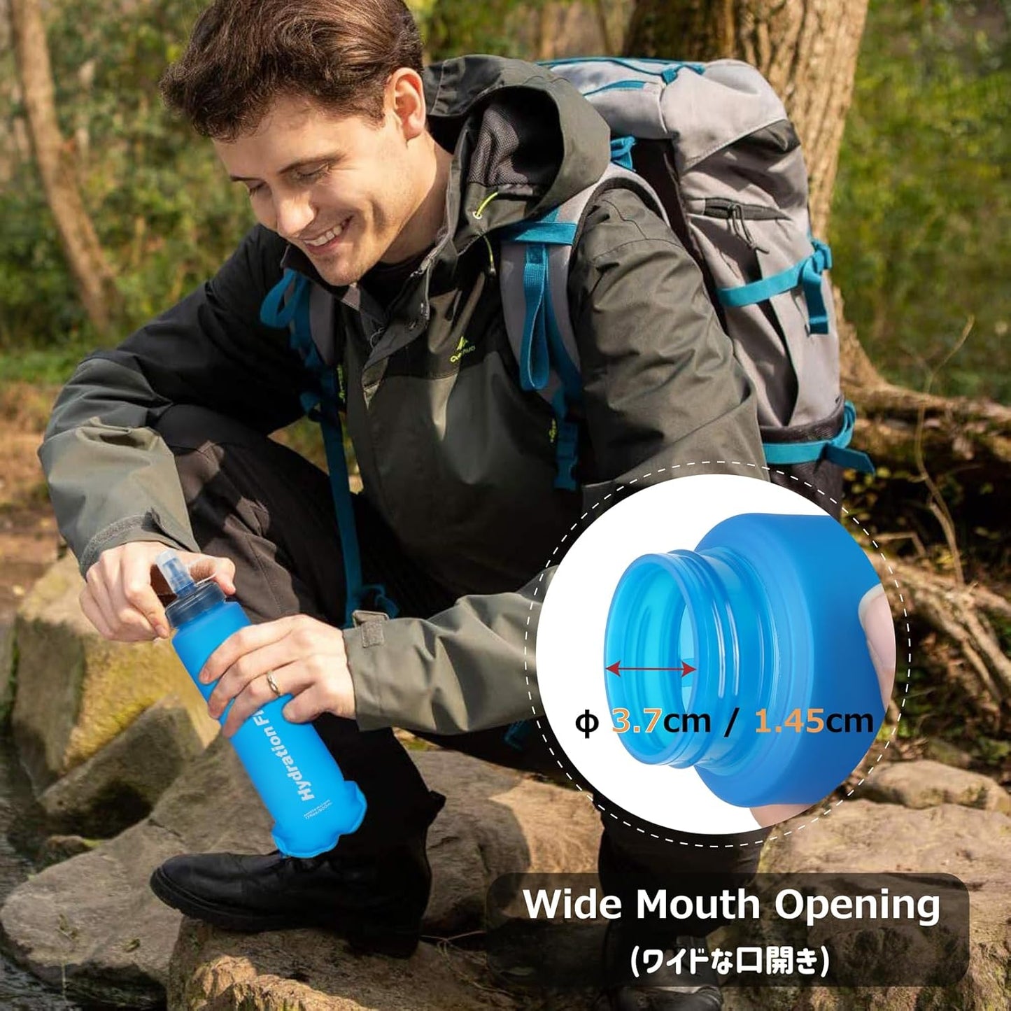 Azarxis TPU Soft Flask Collapsible Water Bottle Running Folding Gel Water Reservoir Handheld for Hydration Pack Hiking Cycling Climbing Jogging Marathon Trail Race