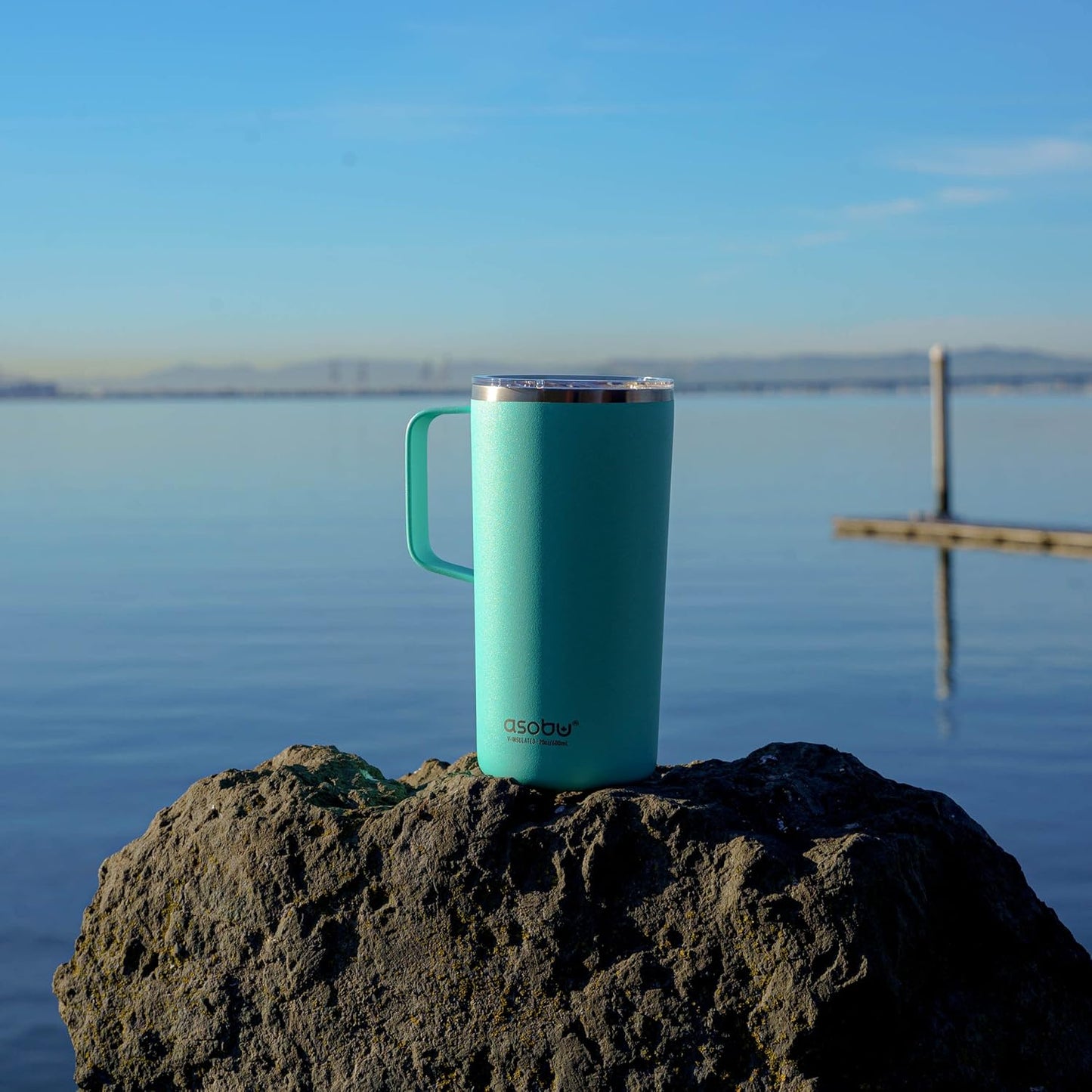 asobu Ultimate Ceramic Travel Mug, 12oz Insulated Stainless Steel Coffee Cup with Handle & Splash-Resistant Lid, Ceramic Lined for Pure Taste, BPA-Free, Double-Wall Vacuum for Hot Drinks