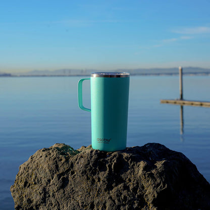 asobu Ultimate Ceramic Travel Mug, 12oz Insulated Stainless Steel Coffee Cup with Handle & Splash-Resistant Lid, Ceramic Lined for Pure Taste, BPA-Free, Double-Wall Vacuum for Hot Drinks