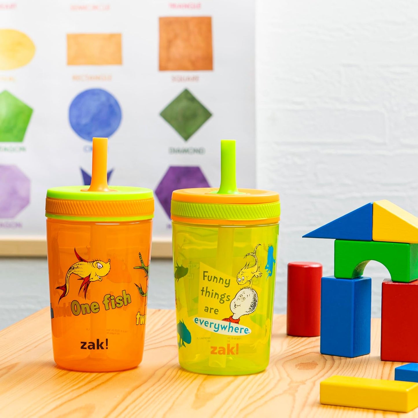 Zak Designs 15oz Bluey Kelso Tumbler Set, Leak-Proof Screw-On Lid with Straw Made of Durable Plastic and Silicone, Perfect Bundle for Kids, 2 Count (Pack of 1) - Colors A
