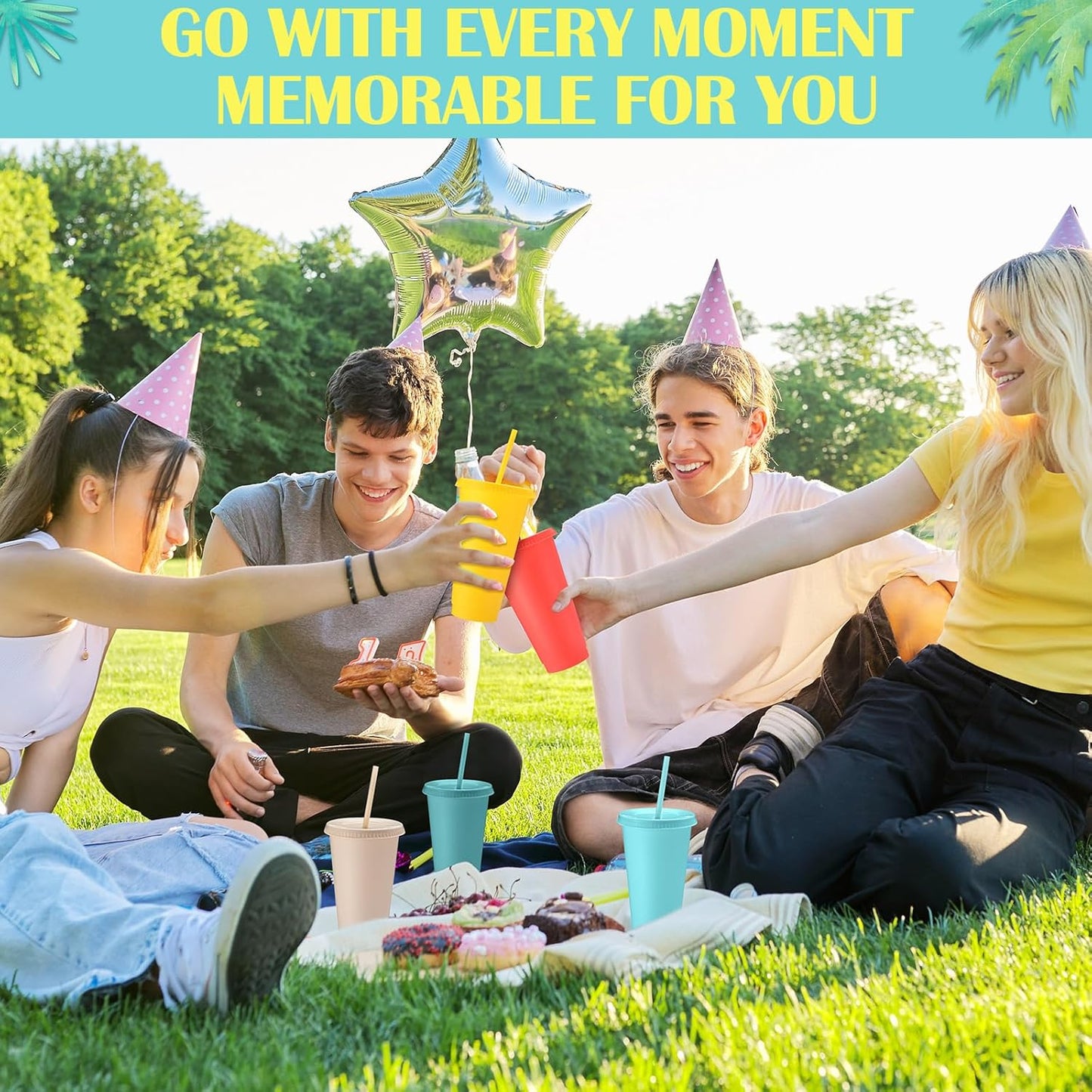 Honeydak 15 Pack Tumbler with Straw and Lid Bulk Cups for Gifts Water Bottle Iced Coffee Travel Mug Cup Reusable Plastic Tumblers for Party Birthdays 24-27 oz (Solid Color)