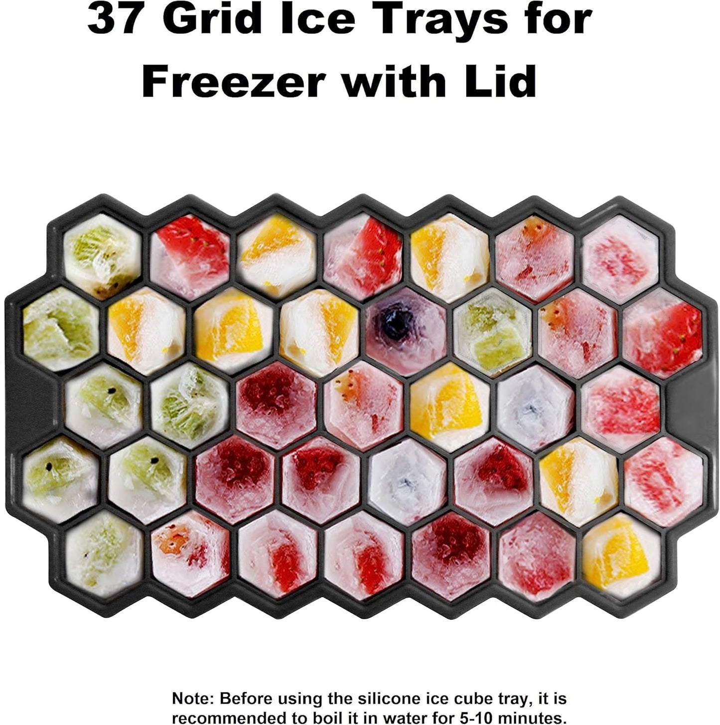 Ice Cube Trays for Freezer with Lid-37 Grid Silicone for Small Ice Cube Molds,Easy-Release Reusable in Organizer Bins or Ice Bucket for Cocktail bar or Iced Coffee Cup