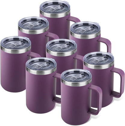 22oz Insulated Coffee Mug with Handle & Leak-Proof Lid - Double Wall Stainless Steel Travel Tumbler for Commute/Office/Home, Orange, 1 Pack