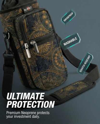 AUPET Water Bottle Sling Bag Sleeve Holder Carrier 25/32/40/64 oz,Insulated Crossbody Water Bottle Case Cover with Strap and Pockets for Men/Women Walking Hiking